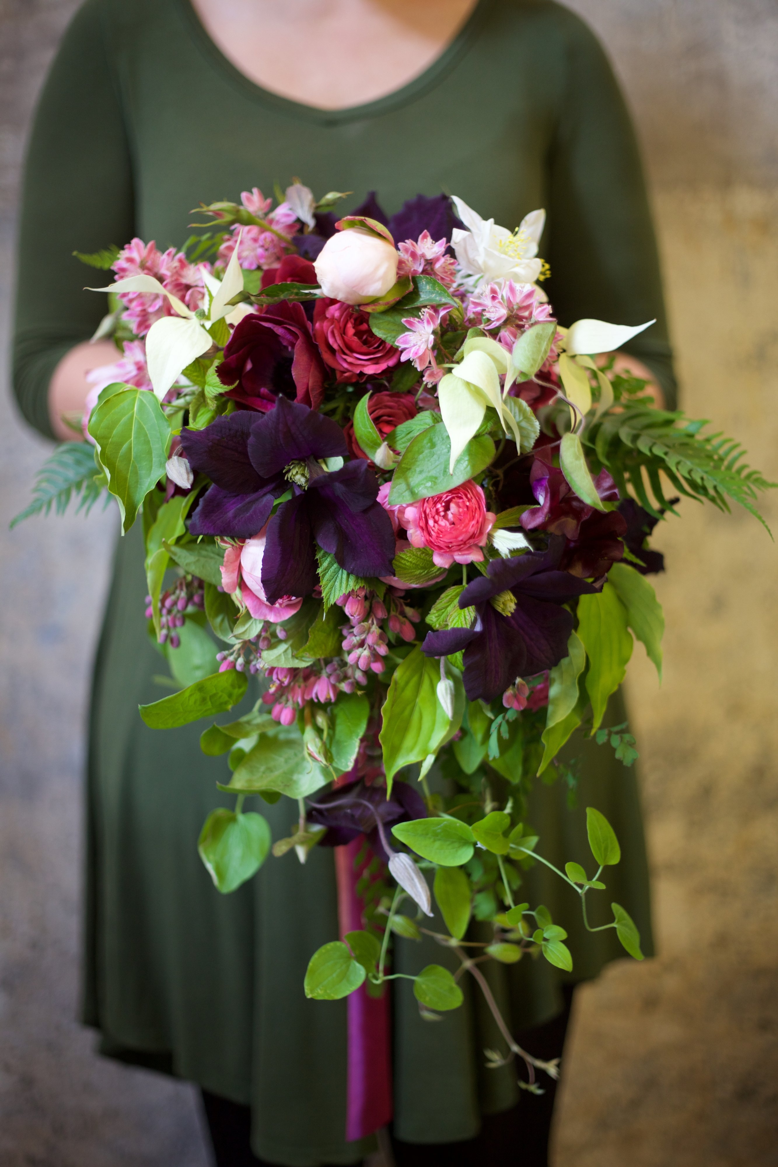 Hand-tie Cascade Wedding Bouquet